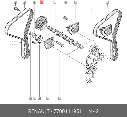 шкив распредвала!\ Renault 7700111951