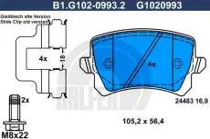 Тормозные колодки дисковые GALFER B1.G102-0993.2