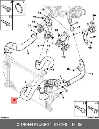 Патрубок 0382 V8 PSA