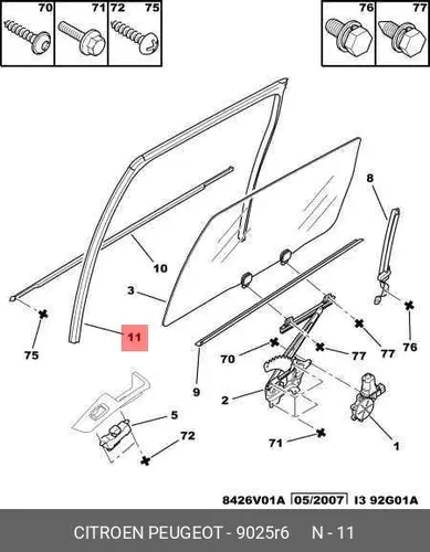 Уплотнитель стекла 9025 R6 PSA