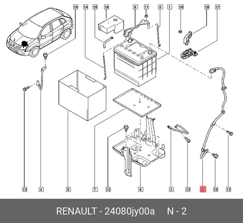 Перемычка АКБ RENAULT 24080JY00A
