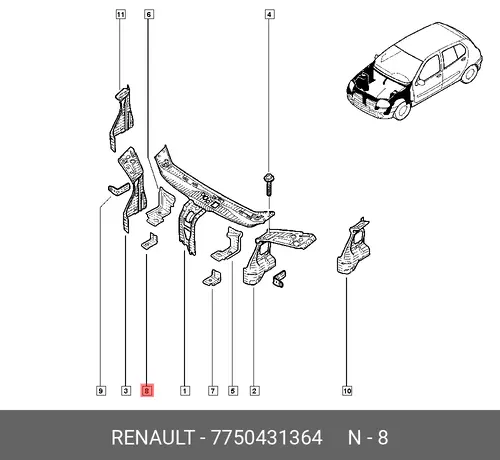 Кронштейн бампера пр. 7750431364 RENAULT