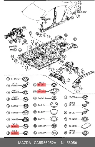  ЗАГЛУШКА ПЛАСТМ GA5R-56-052A MAZDA