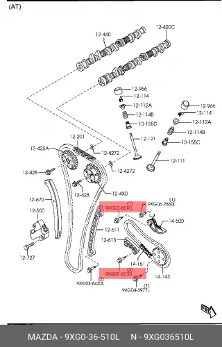  БОЛТ КРЕПЕЖНЫЙ 9XG0-36-510L MAZDA