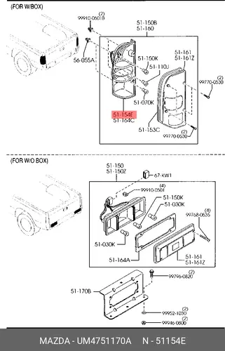 корпус фонаря UM47-51-170A MAZDA