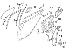 FRAME(L),WINDOW REG. GHP9-73-590B MAZDA