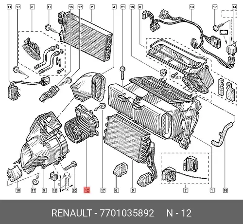 Вентилятор отопителя RENAULT 7701035892