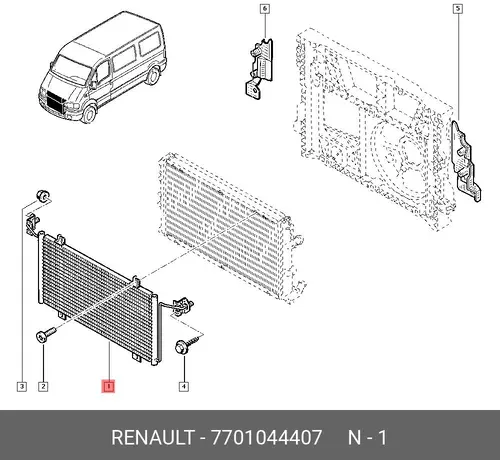 Радиатор кондиционера (конденсатор) RENAULT 7701044407