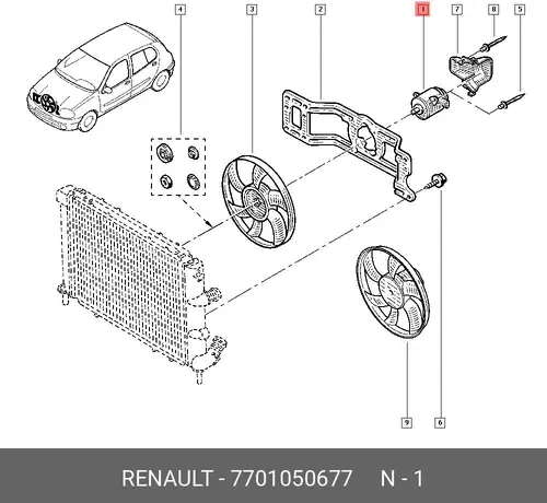 мотор вентилятора Ren 7701050677 RENAULT
