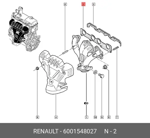 ПРОКЛ. ВЫП. КОЛ. ЛОГАН 6001548027 RENAULT