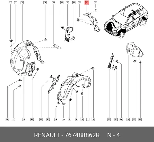 Подкрылок RENAULT 767488862R