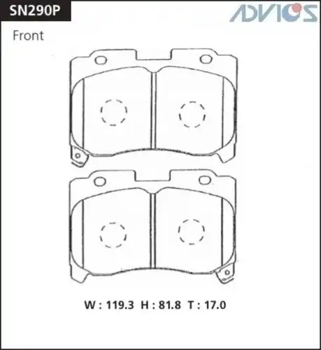 Тормозные колодки дисковые ADVICS SN290P