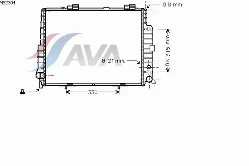 Радиатор системы охлаждения двигателя AVA MS2304