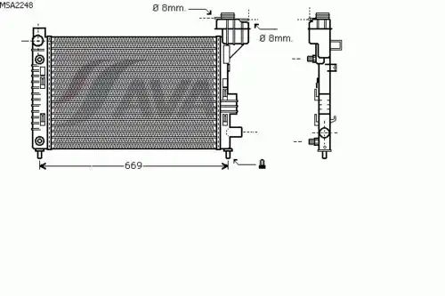 Радиатор системы охлаждения двигателя AVA MSA2248