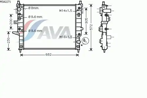 Радиатор системы охлаждения двигателя AVA MSA2271