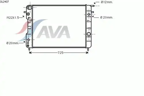 Радиатор системы охлаждения двигателя AVA OL2407