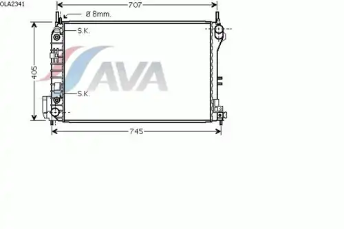 Радиатор системы охлаждения двигателя AVA OLA2341