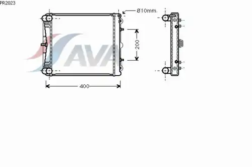 Радиатор системы охлаждения двигателя AVA PR2023