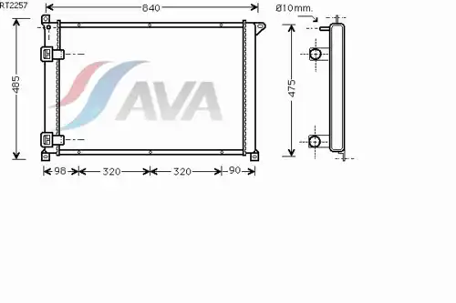 Радиатор системы охлаждения двигателя AVA RT2257