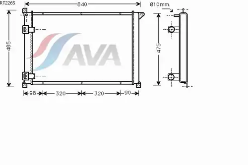 Радиатор системы охлаждения двигателя AVA RT2265