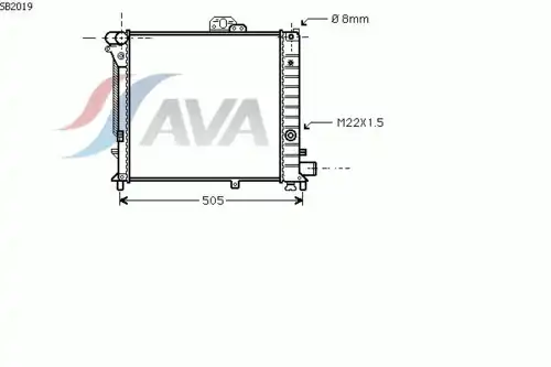 Радиатор системы охлаждения двигателя AVA SB2019