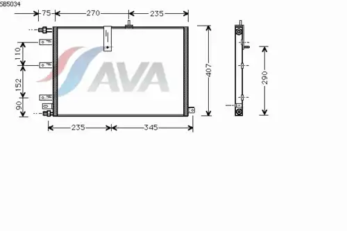 Радиатор кондиционера (конденсатор) AVA SB5034