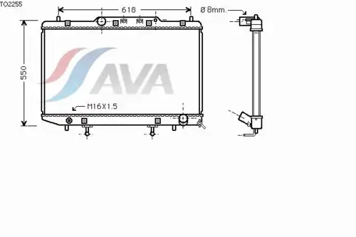 Радиатор системы охлаждения двигателя AVA TO2255