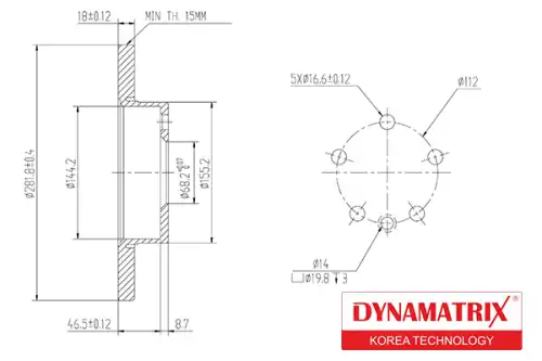 Тормозной диск DYNAMAX DBD1011 полный , передняя ось