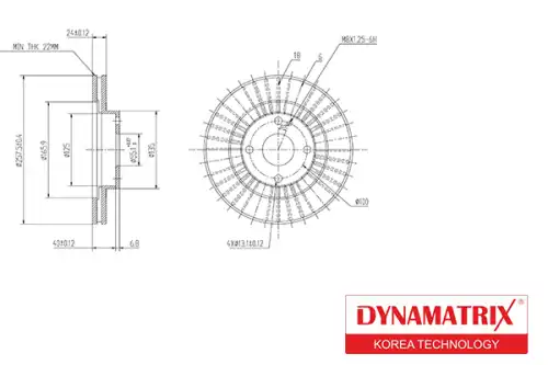 Тормозной диск DYNAMAX DBD1105 вентилируемый , передняя ось
