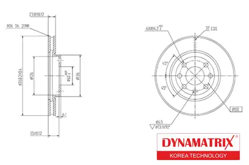 Тормозной диск DYNAMAX DBD1131 вентилируемый , передняя ось
