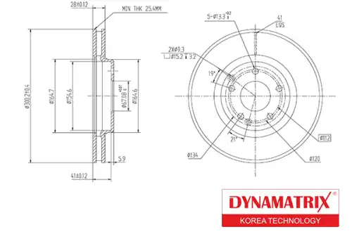 Тормозной диск DYNAMAX DBD1136 вентилируемый , передняя ось
