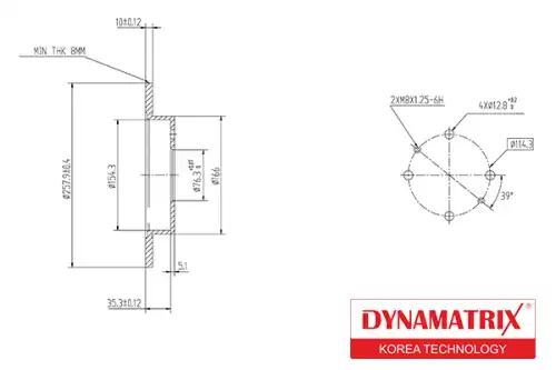 Тормозной диск DYNAMAX DBD1176 полный , задняя ось