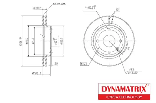 Тормозной диск DYNAMAX DBD1257 вентилируемый , передняя ось