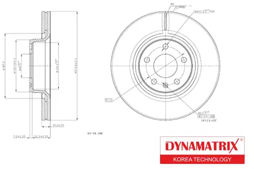 Тормозной диск DYNAMAX DBD1291 вентилируемый , передняя ось