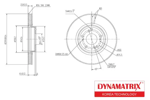 Тормозной диск DYNAMAX DBD1424 вентилируемый , передняя ось