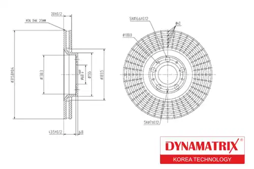 Тормозной диск DYNAMAX DBD1426 вентилируемый , передняя ось