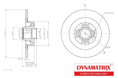 Тормозной диск DYNAMAX DBD1443 полный , задняя ось