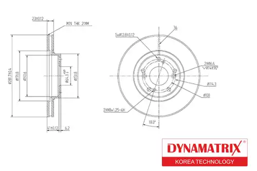 Тормозной диск DYNAMAX DBD1496 вентилируемый , передняя ось