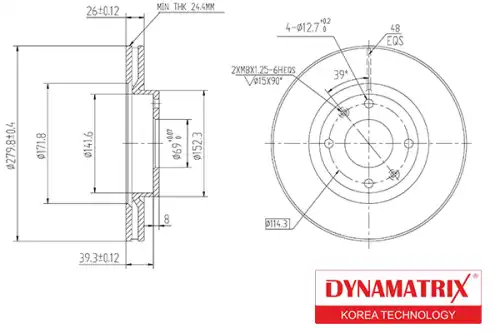 Тормозной диск DYNAMAX DBD1522 вентилируемый , передняя ось