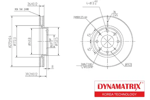 Тормозной диск DYNAMAX DBD1528 вентилируемый , передняя ось