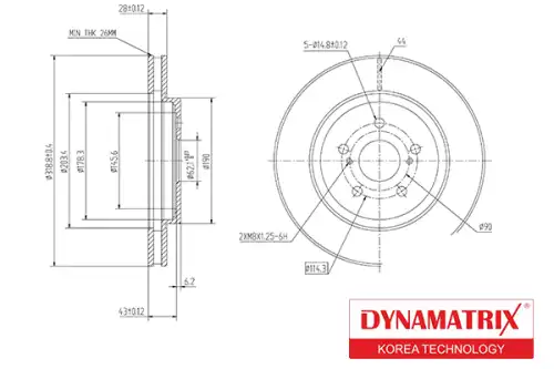 Тормозной диск DYNAMAX DBD1544 вентилируемый , передняя ось