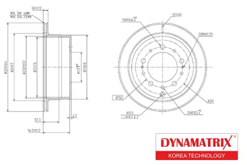 Тормозной диск DYNAMAX DBD1597 вентилируемый , задняя ось