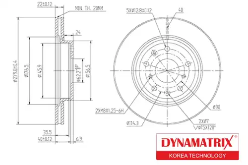 Тормозной диск DYNAMAX DBD1620 вентилируемый , передняя ось