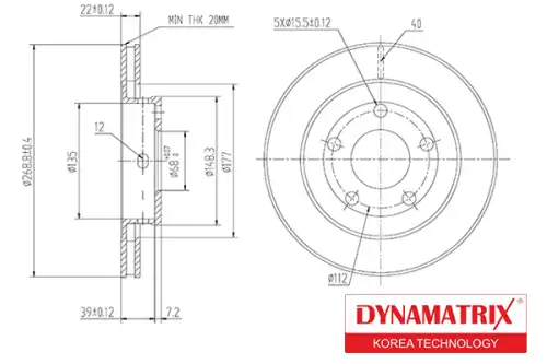 Тормозной диск DYNAMAX DBD1896C вентилируемый , задняя ось