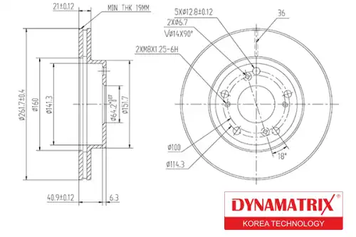 Тормозной диск DYNAMAX DBD1939 вентилируемый , передняя ось