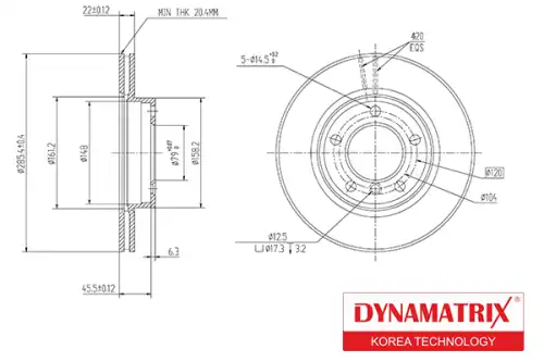 Тормозной диск DYNAMAX DBD258 вентилируемый , передняя ось