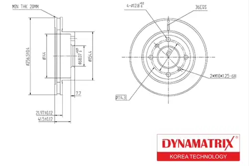 Тормозной диск DYNAMAX DBD260 вентилируемый , передняя ось
