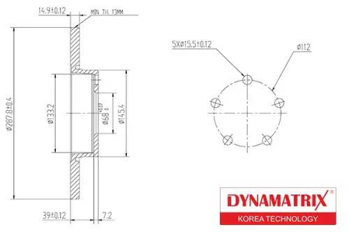 Тормозной диск DYNAMAX DBD324 полный , передняя ось