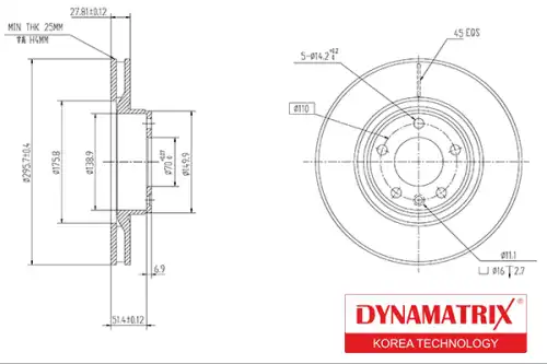 Тормозной диск DYNAMAX DBD330 вентилируемый , передняя ось