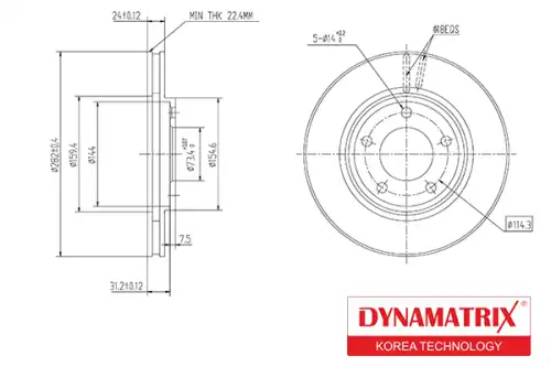 Тормозной диск DYNAMAX DBD366 вентилируемый , передняя ось